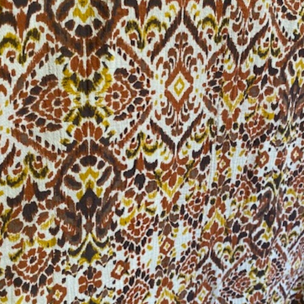 Garnet Hill Cream, Brown and Yellow Patterned Sleeveless Dress - Picture 3 of 14